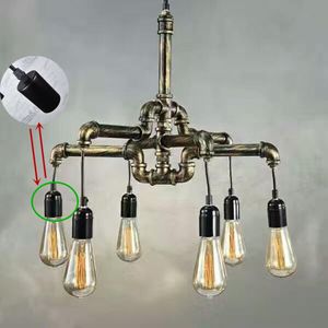 Lampes suspendues Loft Vintage fait à la main pays américain fer antique laiton tuyau d'eau lampe fini couverture avec douilles en plastiquependant