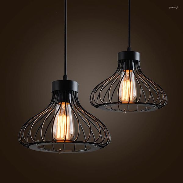Lampes suspendues Loft Vintage fer créatif Edison lampe rétro cage lumière suspendue lampara colgantes E27 industriel