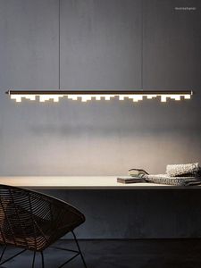 Hanglampen lange balk LED -licht aluminium acryl horizontale hangende lamp eetkamer keuken moderne noordelijke verlichting