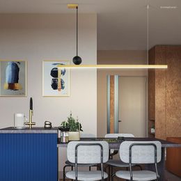 Lampes suspendues Long lustre LED minimaliste Restaurant étude bureau éclairage nordique bar café lumière créative
