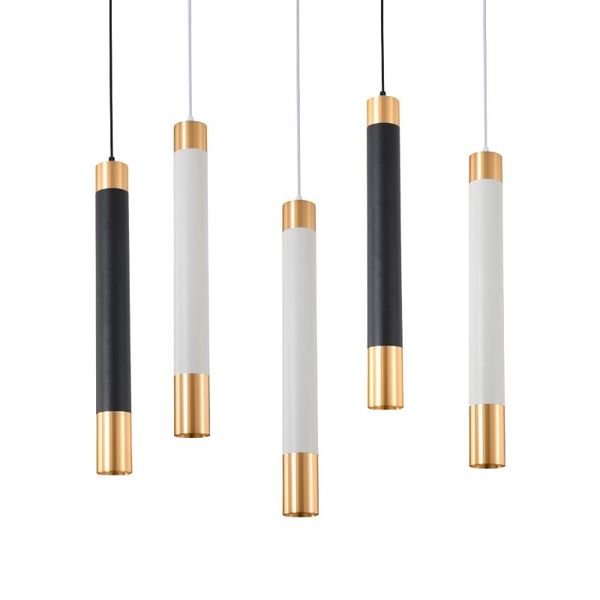 Lampes suspendues Long Tube Moderne LED Noir Blanc Golden Lamp Island Bar Counte Shop Room Kitchen Fixtures Hanglamp Luminaire LightPendant