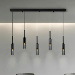 Hangende lampen armatuur moderne LED -verlichting voor eetkamer slaapkamer suspensies zwart eenvoudig licht ontwerp glansarmaturen hangende lamp