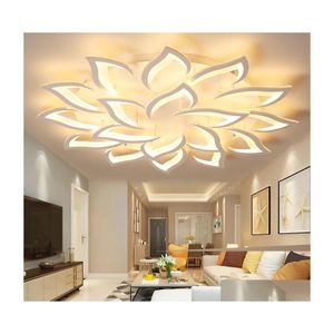 Lampes Suspendues Lustre Lustre Lumière Pour Salon Chambre Monté En Surface Fleur Forme Moderne Plafond Éclairage Drop Delivery Lig Dhuo0