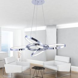 Lámparas colgantes Lustre Iluminación de araña LED Blanco moderno Accesorios de techo colgantes Control remoto Sala de estar Interior Hogar