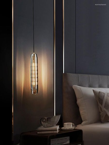 Lampes suspendues Luxueux Lustre en cristal de cuivre Postmodern Bar Restaurant Éclairage Creative Nordic Designer Chambre Chevet
