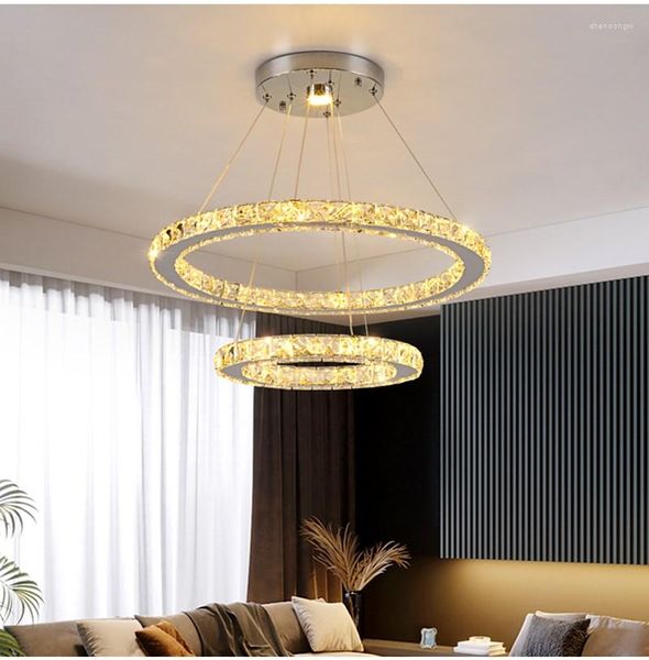 Lampes suspendues De Luxe Art Lustres En Cristal Led Moderne Lampe En Acier Inoxydable Maison Déco Suspension Suspension Luminaire