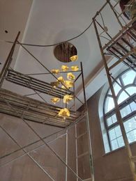 Hanglampen luxe creatief alle koper lotus blad woonkamer lichten Amerikaanse retro trap villa restaurant kunst chandpendant
