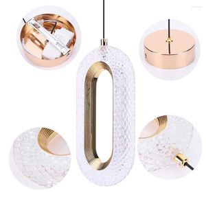 Lampes suspendues Lustre en cristal de luxe 3 couleurs Lumière LED Lampe créative ovale minimaliste pour restaurant bar