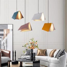 Hanglampen Macaron Creatief Boek Modellering Kroonluchter Moderne Minimalistische Stijl LED Ijzeren Lamp Studeerkamer Bibliotheek Interieur Decorati311Y