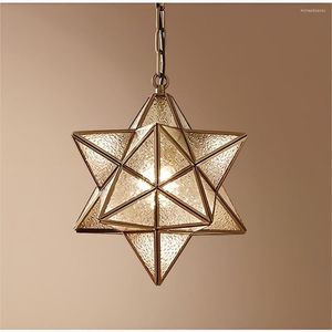 Lampes suspendues Lampe étoile en cuivre de style américain minimaliste pour l'éclairage du couloir et du balcon du bar de la chambre