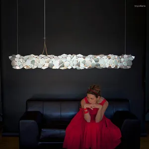 Lampes suspendues minimaliste restaurant lustre post-moderne luxe salle à manger table lumière créative art ménage
