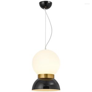 Lampes suspendues moderne 2023 Est verre mignon givré noir ou violet métal lumières lampe suspendue colorée pour salon cuisine