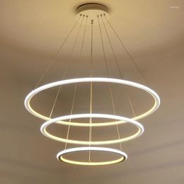 Hanglampen moderne 3 cirkelringen LED -lichten voor woonkamer dineren glanslamp hangende plafond luminaire