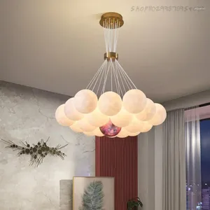 Hanglampen Moderne 3D Maan LED Kroonluchter Eeteiland Bubble Ball Lamp Woonkamer Decoratie Suspension Verlichtingsarmaturen