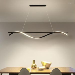 Hanger lampen modern en eenvoudig ontwerp van internetcafé kroonluchter balk tafel eetlichten aluminium golf spiraal zwart licht