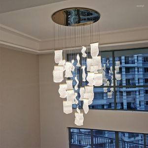 Hanglampen moderne kunst cchandelier ontwerp unieke vorm woonkamer lamp villa speciaal hoogbouw hoogbouw gebouw lange lijn trap kroonluchter