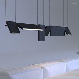 Lámparas colgantes Iluminación modular de eje moderno Luces LED negras giratorias para Bar Loft Oficina Dormitorio Sala de estar Lámpara de diseñador