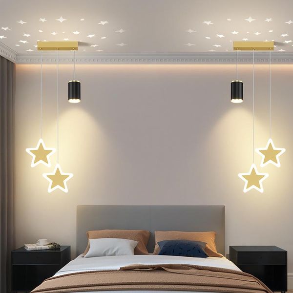 Lampes suspendues de chevet moderne suspendu couleur or noir AC 220V 230V éclairage intérieur barre suspension lumière pour chambre lit sidependant