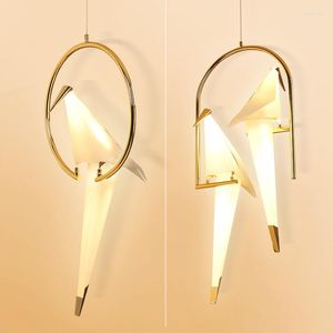 Lampes suspendues modernes oiseaux lampe lumières lustre éclairage LED lampe à main Loft décor luminaires salon