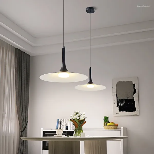 Lampes suspendues moderne noir pour cuisine île salon table à manger suspendu lustre lumière corne forme 220V LED décor intérieur