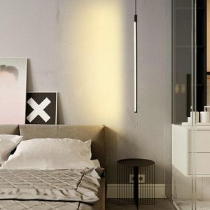 Pendants lampes modernes LED noire suspendus lumières suspendues pour chambre de chambre loft nordique intérieur