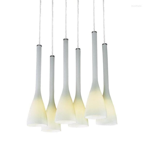 Lampes suspendues moderne brève mode 8 têtes galss lumières éclairage bar lampe magnolia verre ZCL