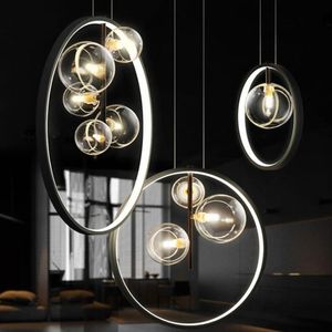 Hanglampen moderne bubbel kroonluchter led ringen cirkel plafond hangende lamp zwarte loft levende eetkamer keuken verlichting armatuurpendant