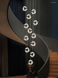 Hanglampen moderne c-type kristallen kroonluchter ledlichten hangen voor plafondzaal en woonkamer kroonluchters trappen verlichting