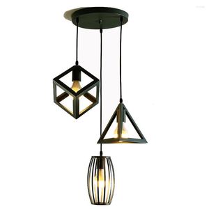 Hanglampen moderne kooi lamp ijzer minimalistisch retro loft geometrie lichten zwart wit metaal hangend met E27 LED -lamp