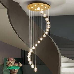 Lampes suspendues Plafond moderne LED Lustre pour Villa Salon Acrylique Lumière Loft Escaliers Longue Lampe Suspendue Drop Design Éclairage Intérieur
