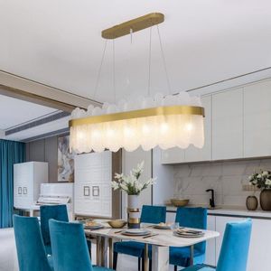 Lampes suspendues éclairage de lustre moderne pour salle à manger luminaires en verre ovale îlot de cuisine de luxe LED accrocher avec