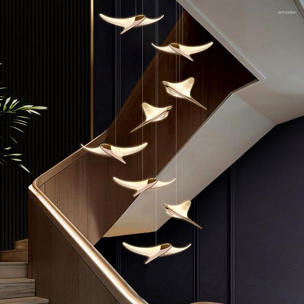 Lampes suspendues lustre moderne luxe LED salon grande décoration de la maison design villa escalier acrylique