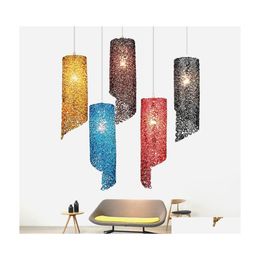 Lampes suspendues Couleur créative moderne E27 Lampe à LED Personnalité Aluminium Hang Light Accueil Éclairage Cuisine Luminaires Drop Livraison Lumières DHCNT