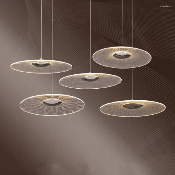Lampes suspendues LED créatives modernes lumières verre clair chambre chevet lampe suspendue ronde restaurant nordique design luminaires simples