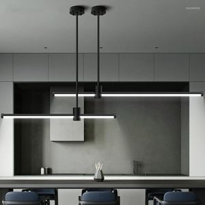 Hanglampen moderne creatieve led open keuken woonkamer tentoonstelling Noordse minimalistische lijn kantoor decor hangende verlichtingsarmaturen