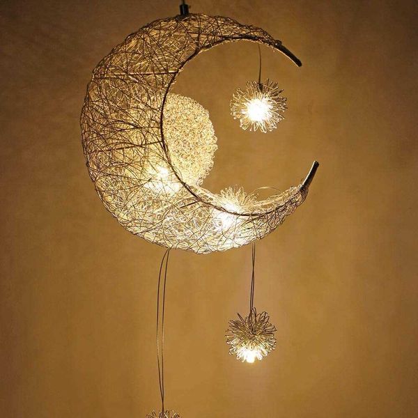 Lampes suspendues Moderne Creative Pendentif Lumière Lune Étoile Suspension Enfants Chambre Lampe Suspendue Décorations De Noël Pour La Maison Luminaire Éclairage LED G230524