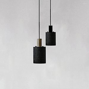 Lampes Suspendues Moderne Personnalité Créative Couleur Noire Grotte Pierre Atmosphère Petit Droplight Café Home Stay Décoration Lampe Suspendue