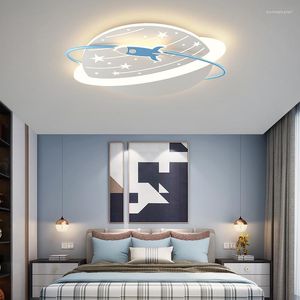 Lampes suspendues moderne créatif rond plafonnier bleu personnalité Art motif chambre d'enfant chambre salon balcon