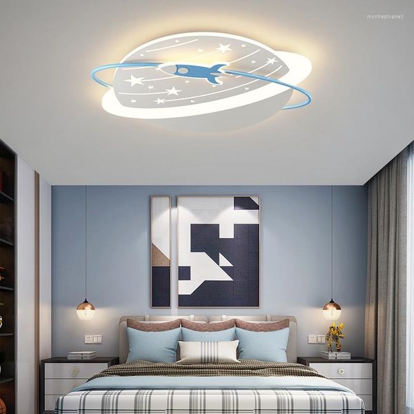 Lampes suspendues moderne créatif rond plafonnier bleu personnalité Art motif chambre d'enfant chambre salon balcon