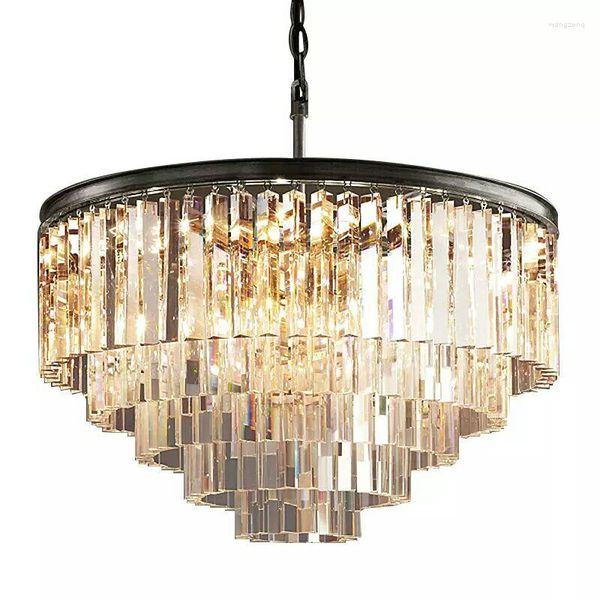 Lampes suspendues Lustre en cristal moderne élégant K9 Smoky gris suspension lampara pour café restaurant El