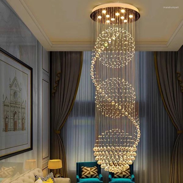 Lámparas colgantes Lámpara de cristal moderna LED Iluminación en espiral Lámpara de escalera Mostrar dormitorio El vestíbulo Instalación interior
