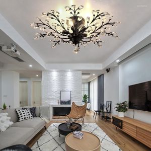 Hanglampen moderne kristallen kroonluchter verlichting zwarte plafondlamp voor woonkamer slaapkamer keuken binnen huis decor armatuur led