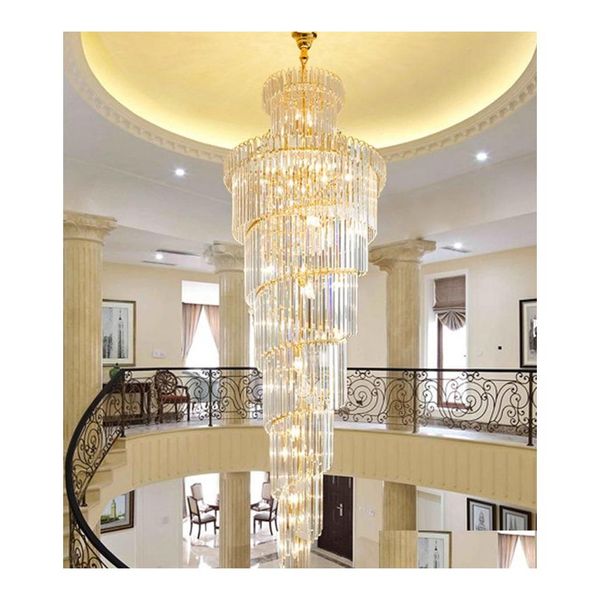 Lampes suspendues Lustre en cristal moderne Villa Salon Creux Simple Bâtiment Moyen Plancher Plafonniers Luxe Longue Goutte Livraison Dhfda