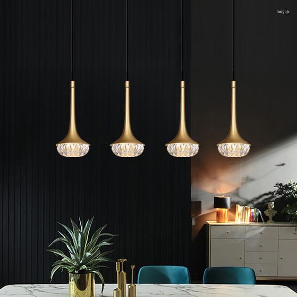 Lámparas colgantes modernas de cristal para comedor, lámpara colgante nórdica para cocina, dormitorio, hogar, decoración dorada, accesorios de iluminación para techo y baño