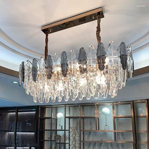 Lampes suspendues Lampe en cristal moderne Salon Chambre Loft Rectangle LED Lustres Originalité Salle à manger Éclairage intérieur Luminaire