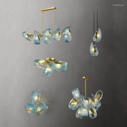 Hanglampen moderne kristallen led art deco blauw schoonheid koper glas kroonluchter woonkamer lichten armatuur creatief restaurant thuislamp