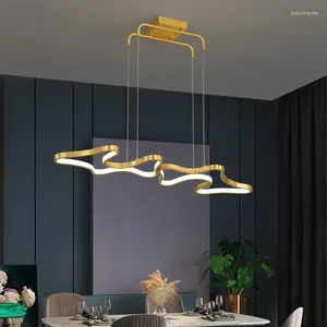 Lampes suspendues Lampes de salle à manger modernes Cordon en laiton réglable 3 couleurs Température Gradation pour cuisine Bar Restaurant