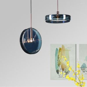 Hanglampen moderne mode donkerblauw glas kroonluchter eetkamer eenhoofd lampje Noord -Europa leven