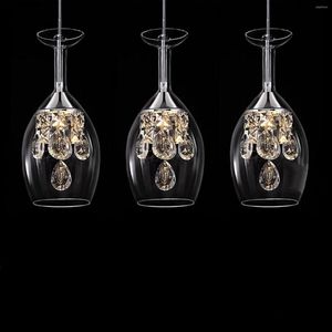 Hanglampen moderne mode -eetkamer K9 Crystal 5W LED kroonluchter diy Diy Decoratie Living Clear Glass Wine Cup Design Lighting