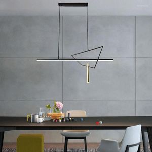 Hanglampen moderne geometrische Noordse ontwerp restaurant café bar lange strip creatief hangende lichte eetkamer keukenarmaturen